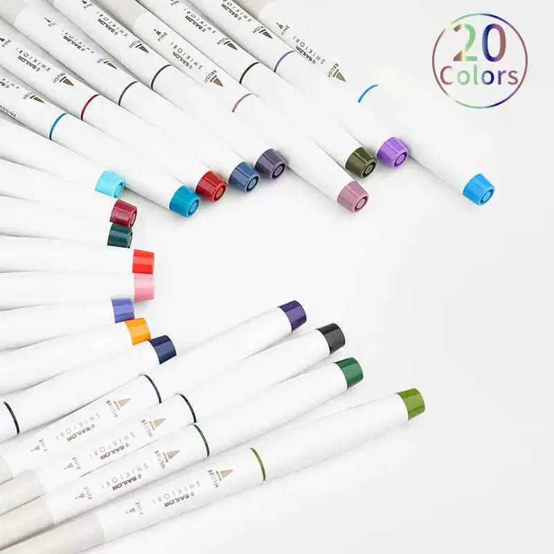 Sailor Shikiori Markers - Dual Tip - Water-Based Pen,Pack of 5