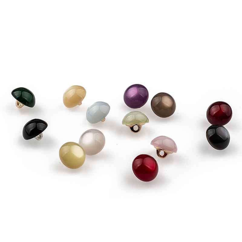 11.5mm iridescent ripple mushroom resin buttons, multicolor assortment with sew-on loops