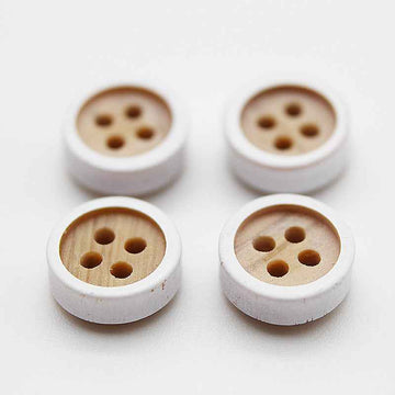 Round 4-hole double-layer resin buttons, wood-grain pattern, tan and brown