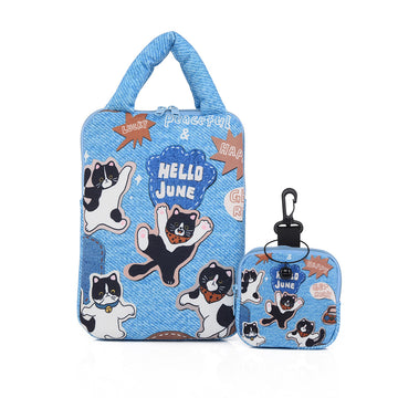 Sinise kassi teemaline sülearvutikott 14 tolli, 2-osaline komplekt