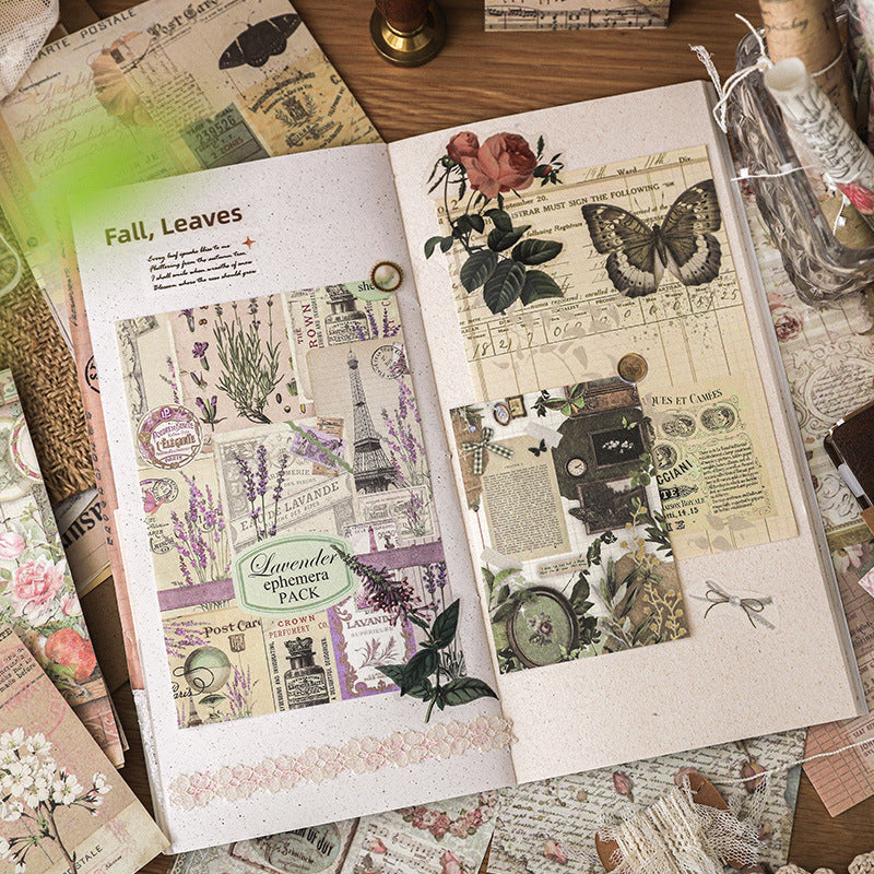 400-Piece Past Story Scrapbook Paper Set – 4 Timeless Designs