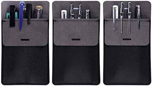 3 Pack PU Leather Heavy Duty Pen Holder Pouch Pocket Protector
