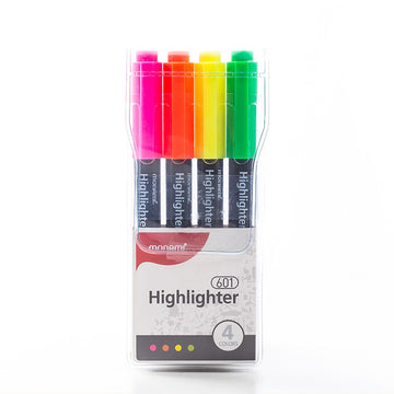MONAMI Highlighter 601 Pastel,Chisel Tip,Assorted Colors,4-Pack