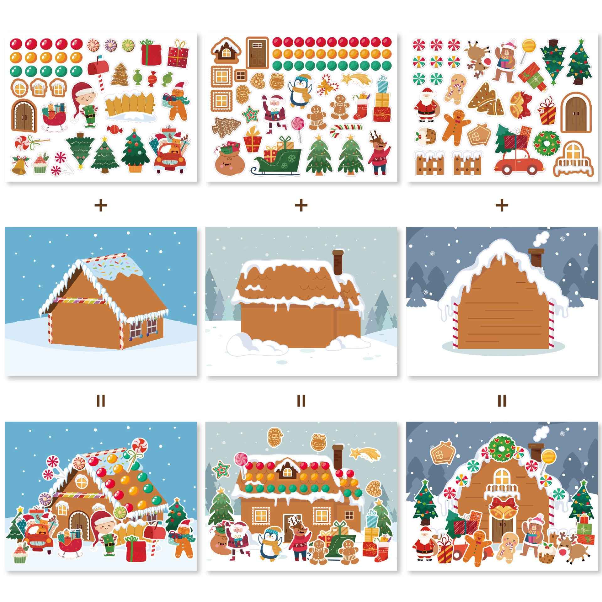 Make a Face Christmas House Stickers for Kids 24 Sheets