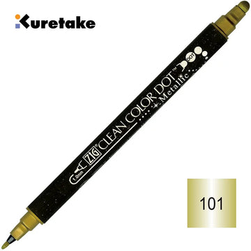 Kuretake ZIG Clean Color Dot Metallic TC-8100 – sada 2 ks | oboustranný metalický fix s hrotem na tečky a štětcovým hrotem, akvarelový | journaling / ilustrace / tvoření | Japonsko Kuretake ZIG