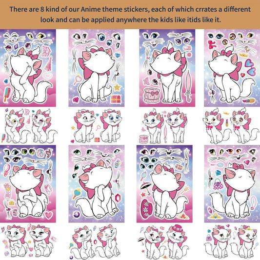 Make a Face Cartoon White Fox DIY Stickers for Kids 24 Sheets