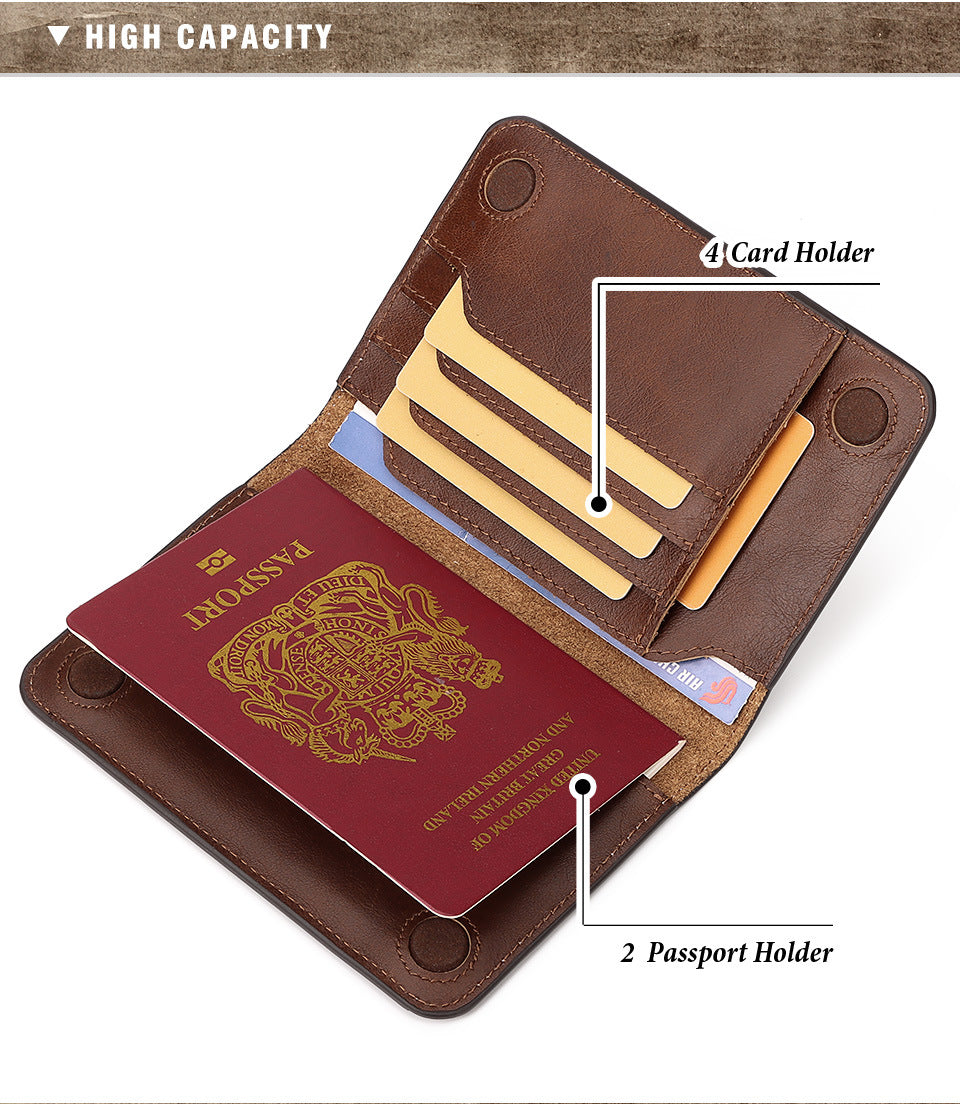 Top Grain Leather Passport Holder Travel Document Wallet