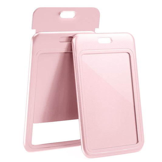 Macaron Color Slide ID Card Holder Set of 10 | ABS Plastic Push-Pull Badge Sleeve for Students — Blue, Pink, Black, White, Red, Purple Pink