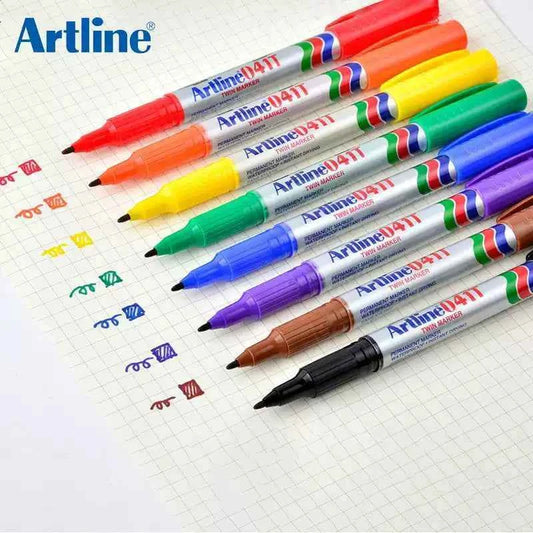 Artline 041T Twin-Nib Permanent Markers 0.4mm-1.0mm 12 Pack