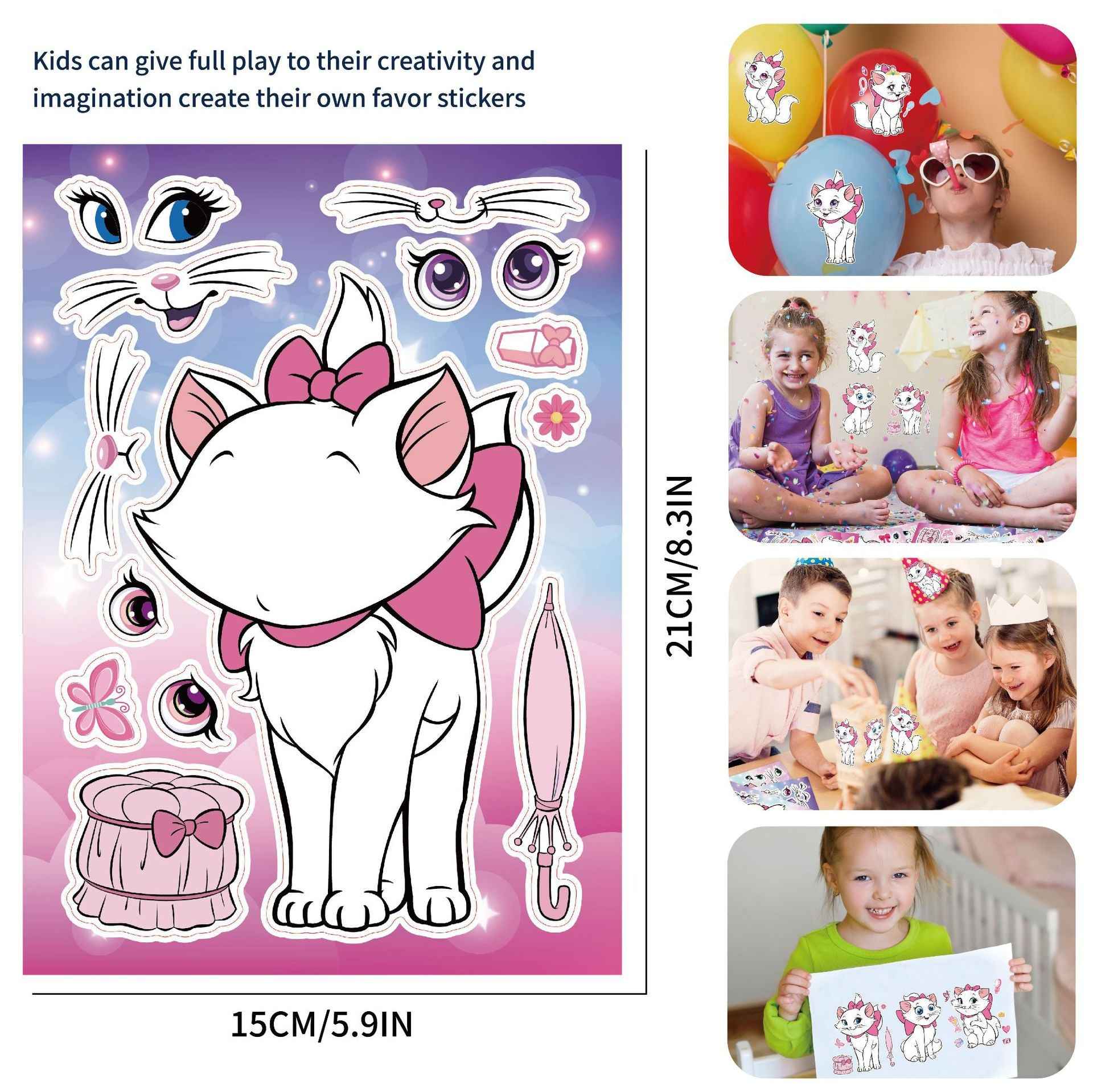 Make a Face Cartoon White Fox DIY Stickers for Kids 24 Sheets