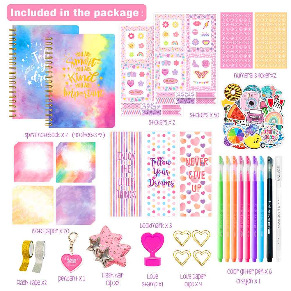 DIY Journal Kit for Girls - 13PCS Scrapbook Supplies Stationery Set