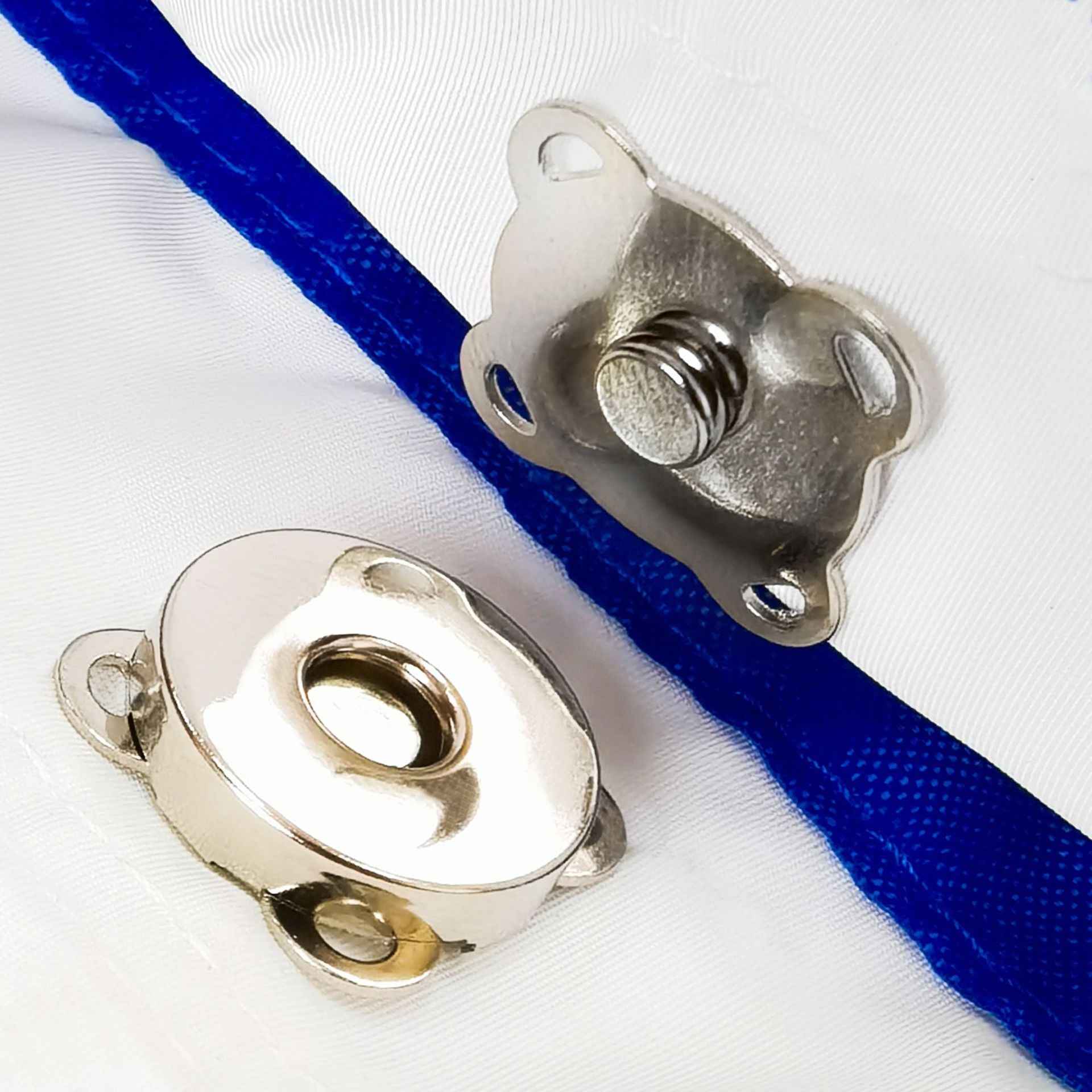 Metal magnetic snap button pair with spring and attachment plate
