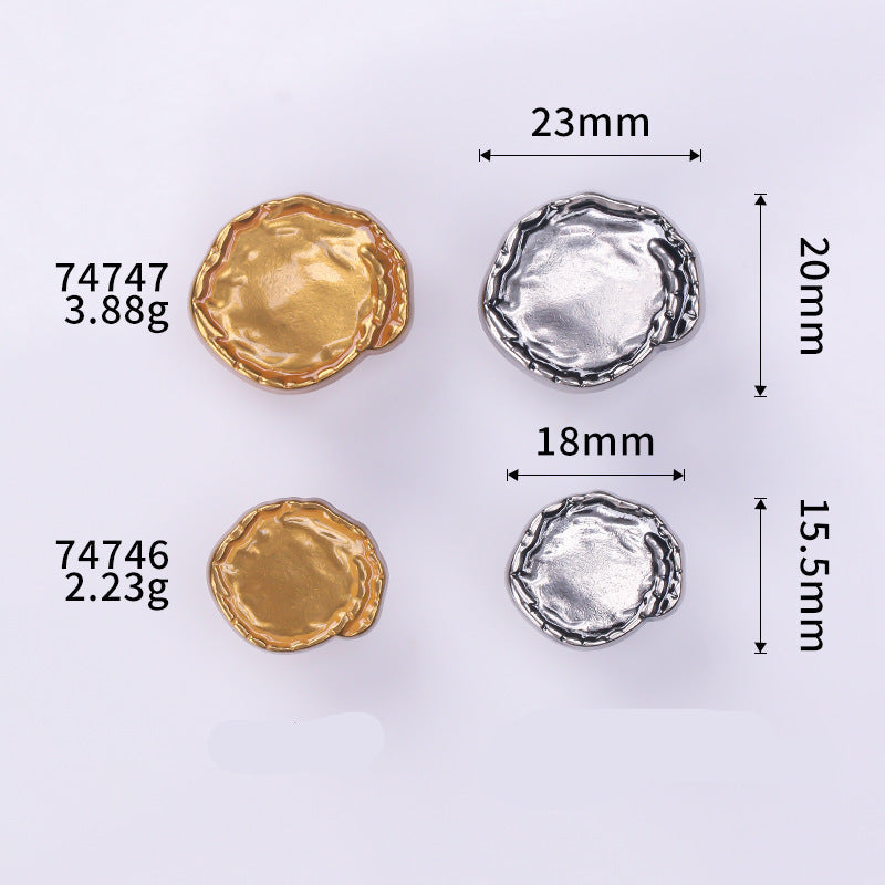 Antique gold and antique silver metal buttons with listed sizes and back weights