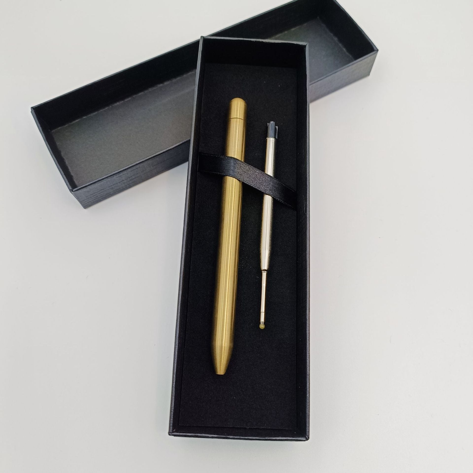 2pcs Solid Brass Mini Ballpoint Pen Metal Pocket Pen with Extra Refill