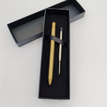2pcs Solid Brass Mini Ballpoint Pen Metal Pocket Pen with Extra Refill