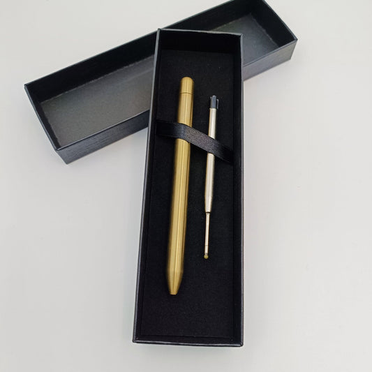 2pcs Solid Brass Mini Ballpoint Pen Metal Pocket Pen with Extra Refill
