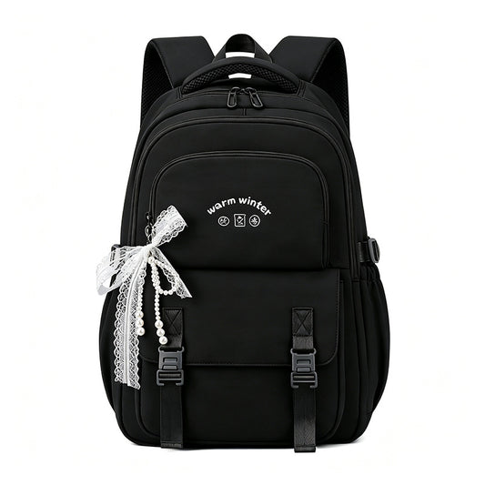 Large Capacity School Backpack for Teen Girls – Lightweight Oxford Fabric Daypack Black