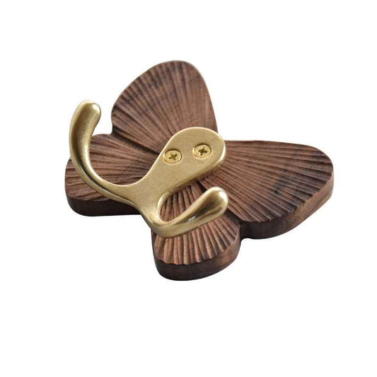 Butterfly-Shaped Wood Wall Hook Adhesive