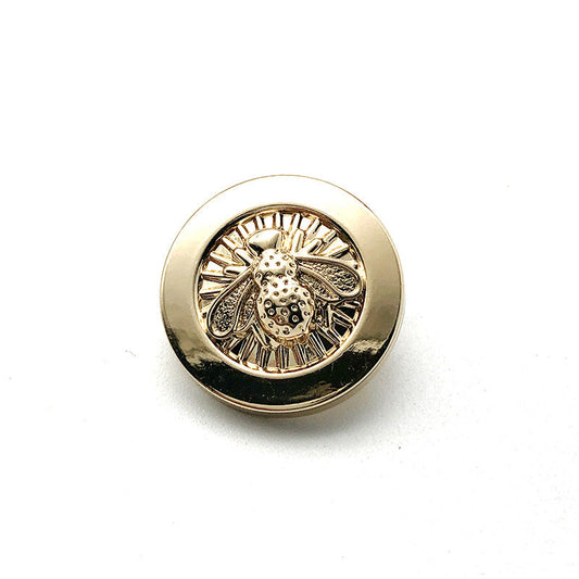 20mm Gold Silver Round Bee Pattern Metal Shank Buttons 20pcs Gold
