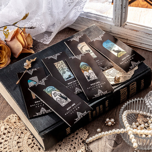 Conjunto de Marcadores de Página PET Gato Preto – 36 Marcadores de Página Elegantes