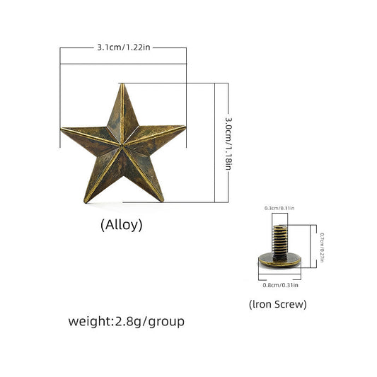 Western Star Screw Rivets - 30x31mm Leather Studs (30-Pack) Bronze