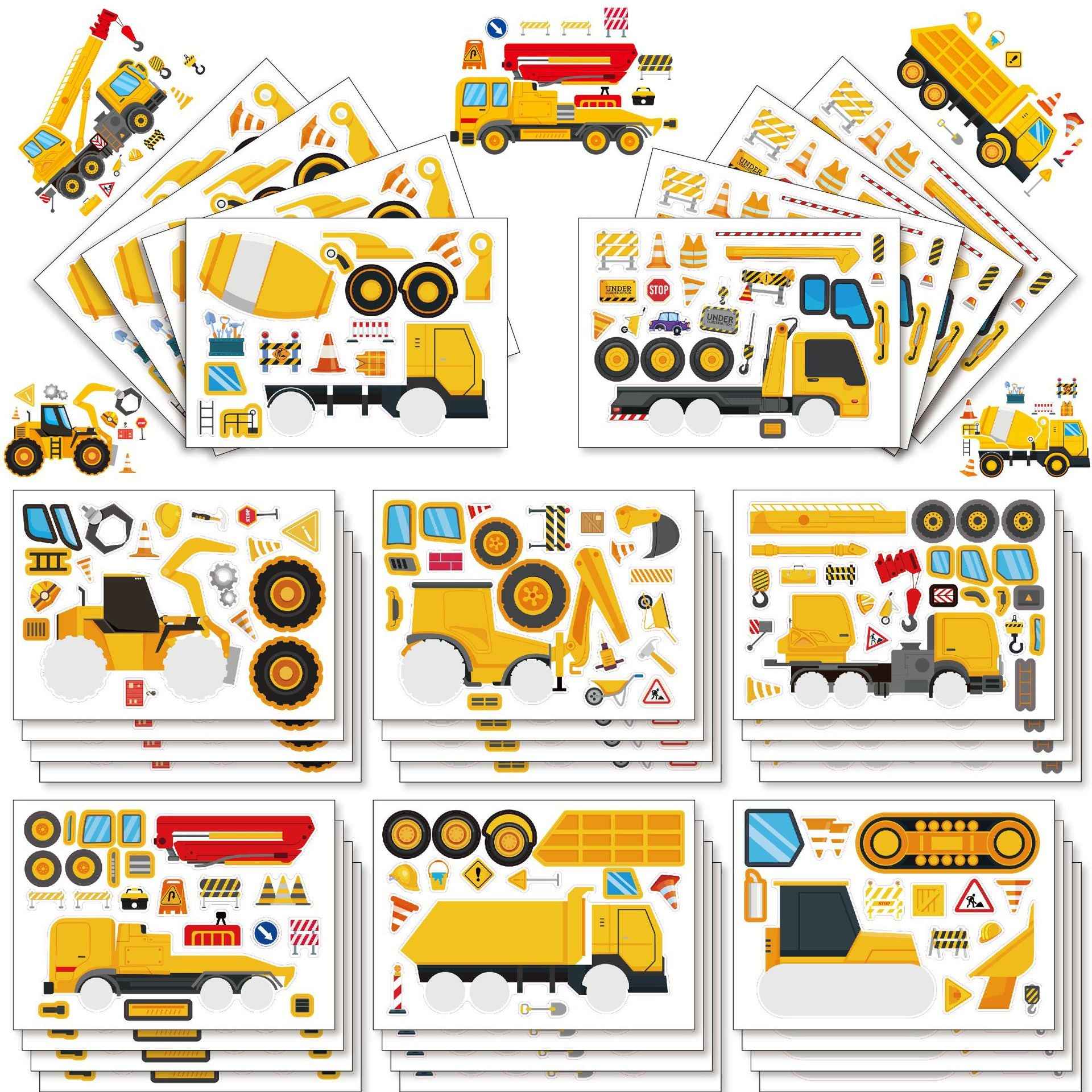 Make a Face Engineering Vehicle Stickers for Kids 24 Sheets