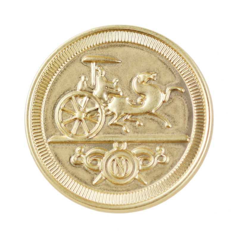 15/25mm mattgoldener runder Metallknopf mit geprägtem Kutschen-Relief, 20er Pack