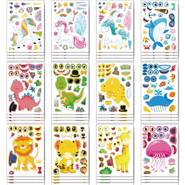Make a Face Unicorn Dino Tiger DIY Stickers for Kids 24 Sheets