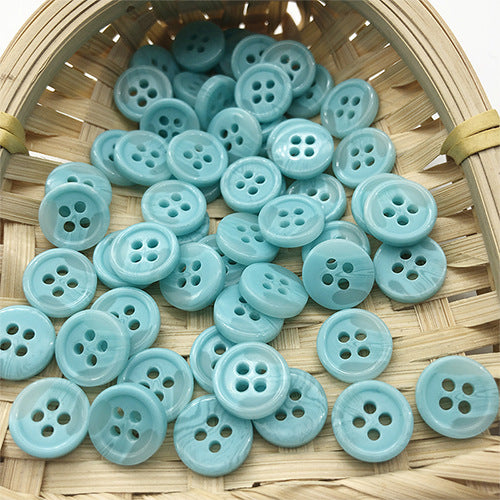 4-hole shirt buttons, pearlized light aqua small round resin (270 pack)