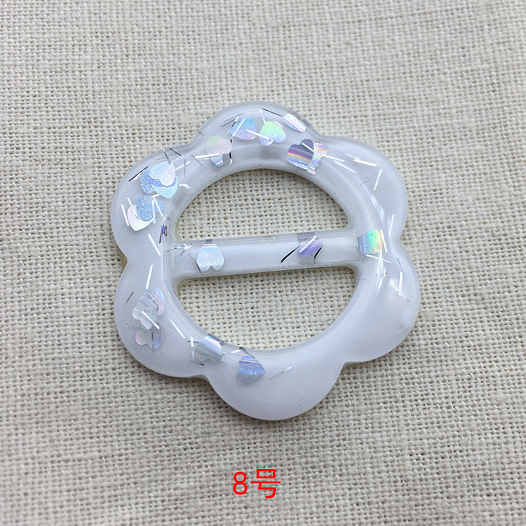 25mm resin flower buckle button, Style 8, light gray with iridescent accents