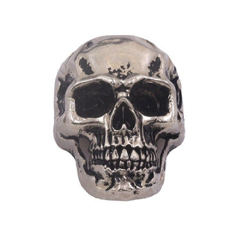 Calavera de metal con acabado vintage, botón tipo remache con dos orificios