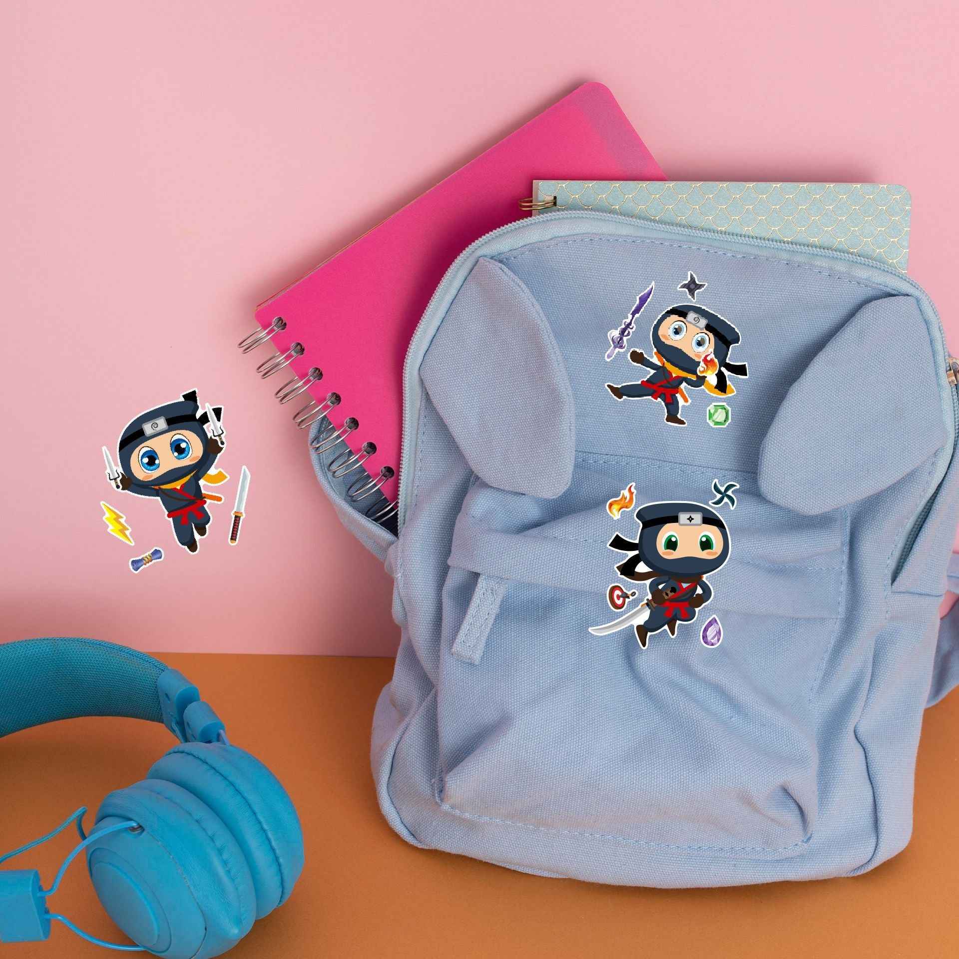 Make a Face Anime Mini Ninjas DIY Stickers for Kids 24 Sheets