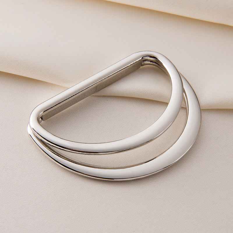 Verstellbare Metall-Gürtelschnalle mit Doppel-D-Ring, silberfarben