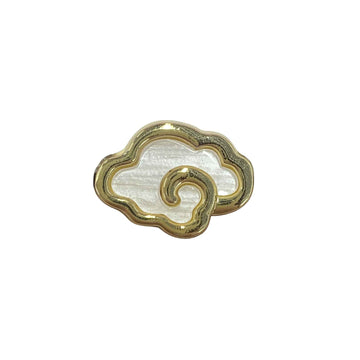 Goldfarbene Metallknöpfe mit Wolken-Relief und Steinoptik, 1 Stück