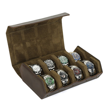 8-Slot Vintage Watch Box – Handcrafted Leather Watch Display & Storage Case