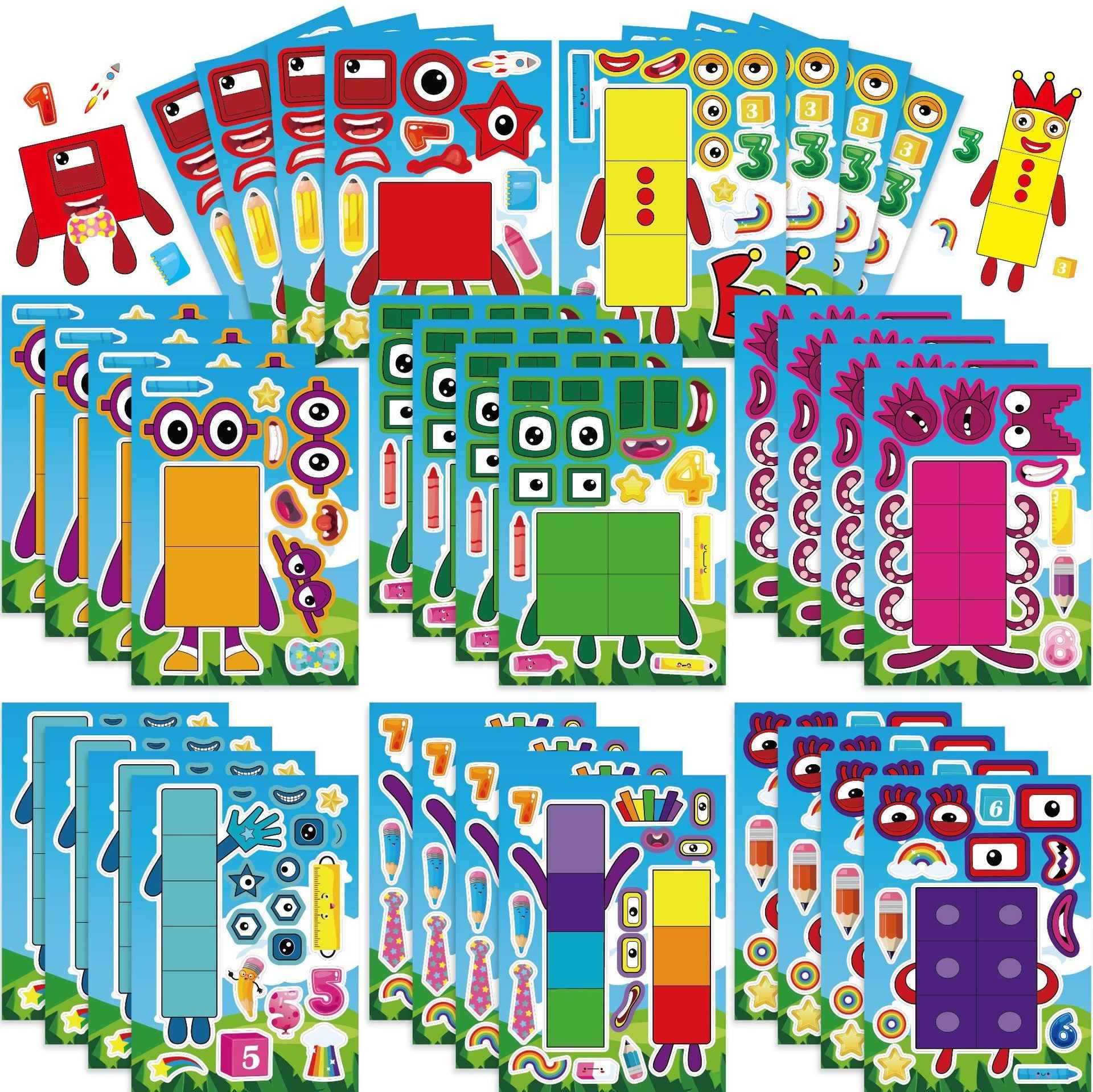 Make a Face Anime Building Block Stickers for Kids 24 Sheets