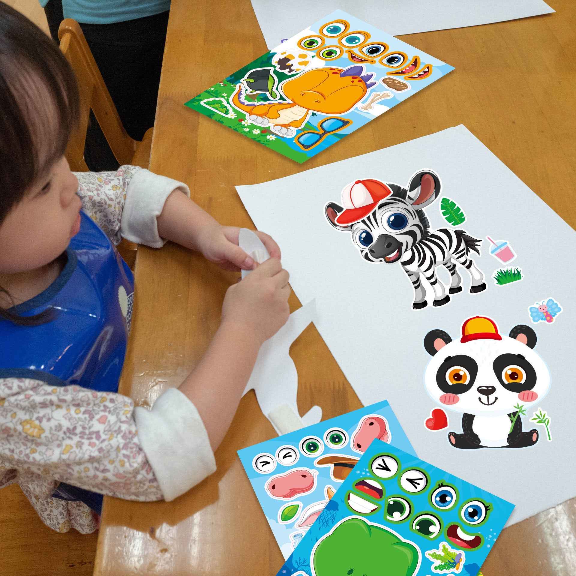 Make a Face Cartoon Animal Zoo DIY Stickers for Kids 24 Sheets