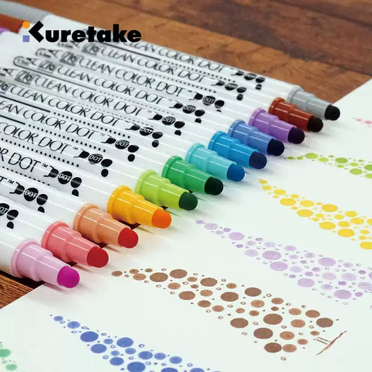 Kuretake ZIG Clean Color Dot TC-6100 – 2-Pack | Dual-Tip Dot & Brush Watercolour Marker | Journal / Illustration / Hand-Lettering | Japan Kuretake