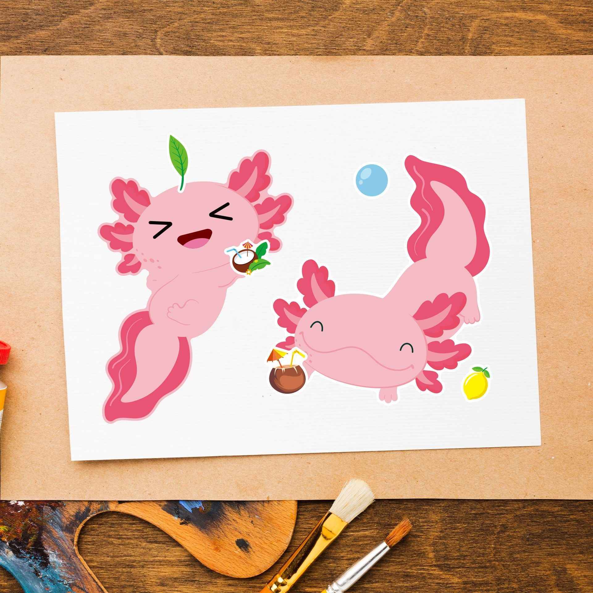 Make a Face Cartoon Axolotl Animal DIY Stickers for Kids 24 Sheets