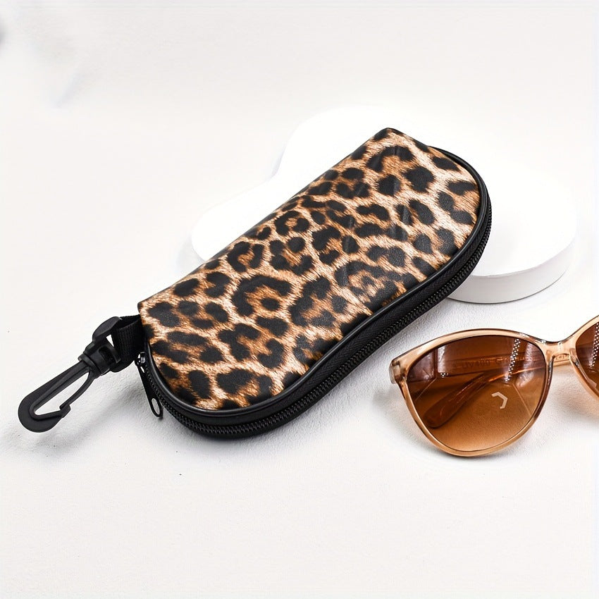 Leopard Print Glasses Case - Soft Eyewear Pouch with Keychain 2 Pack