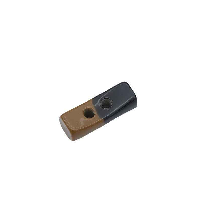 Brown and black striped resin toggle button, 40mm, with two holes