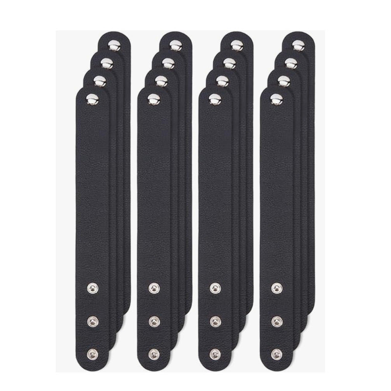 Adjustable PU Leather Bracelet DIY Engravable Wristbands 12 Pack Black