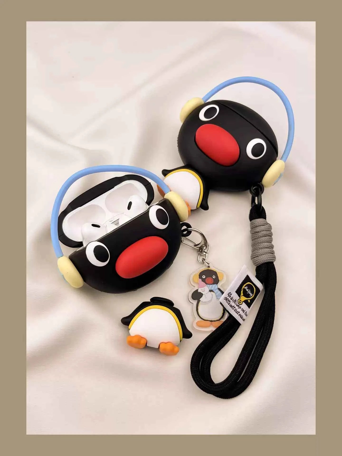 Pingu Penguin Wearing Headphones AirPods Case
