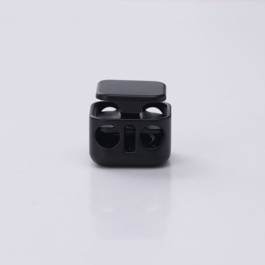 Square Two-Hole Cylinder Metal Spring Drawstring Cord Lock – 20Pcs Black