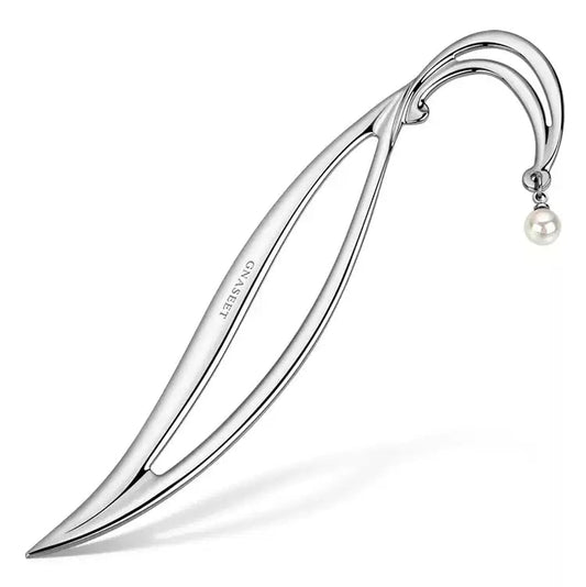 Segnalibro in metallo GNASEET con ciondolo di perla – Design a forma di foglia di salice | Regalo elegante per donne e amanti dei libri