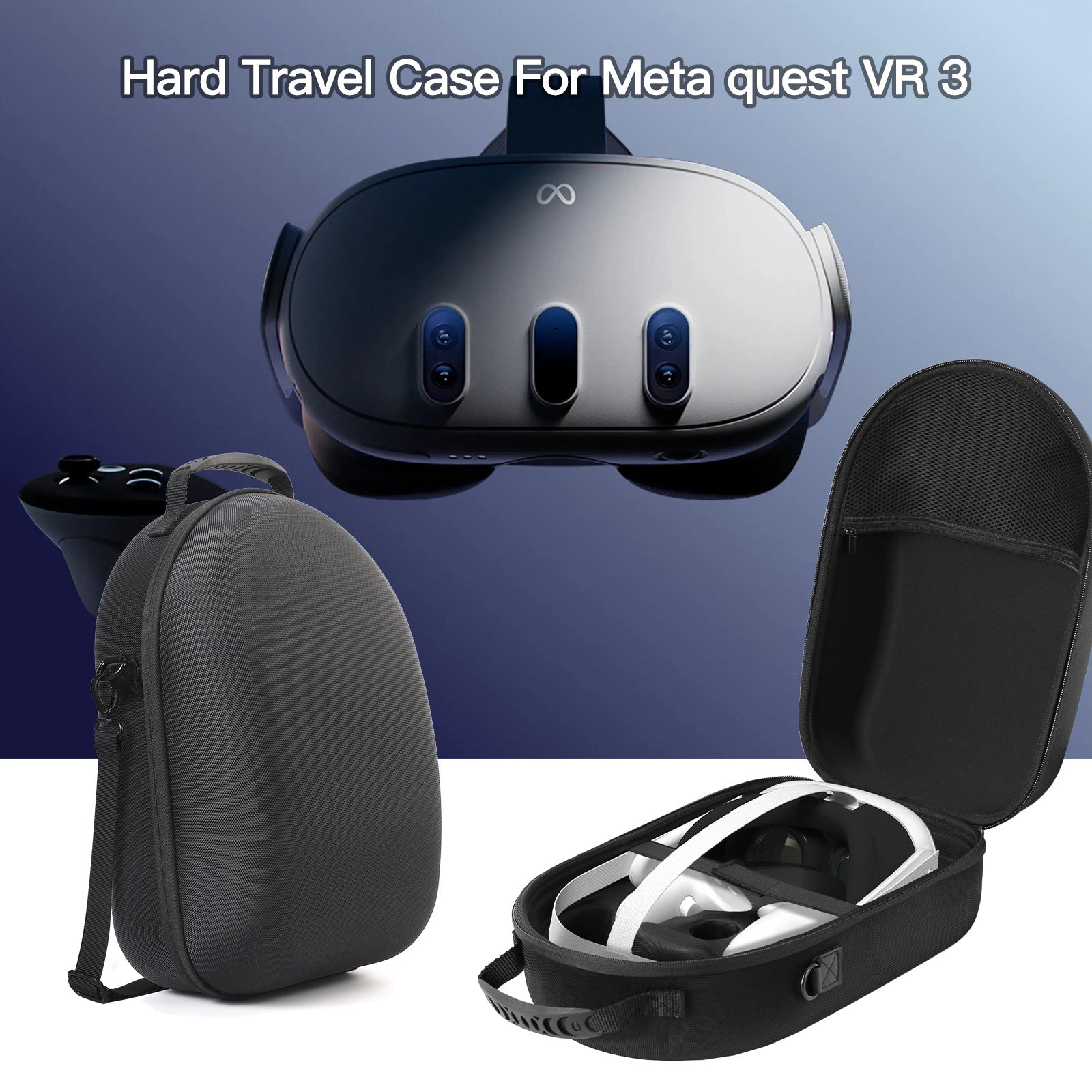 VR Handlebar Organizer Hard Travel Case for Meta Quest VR 3