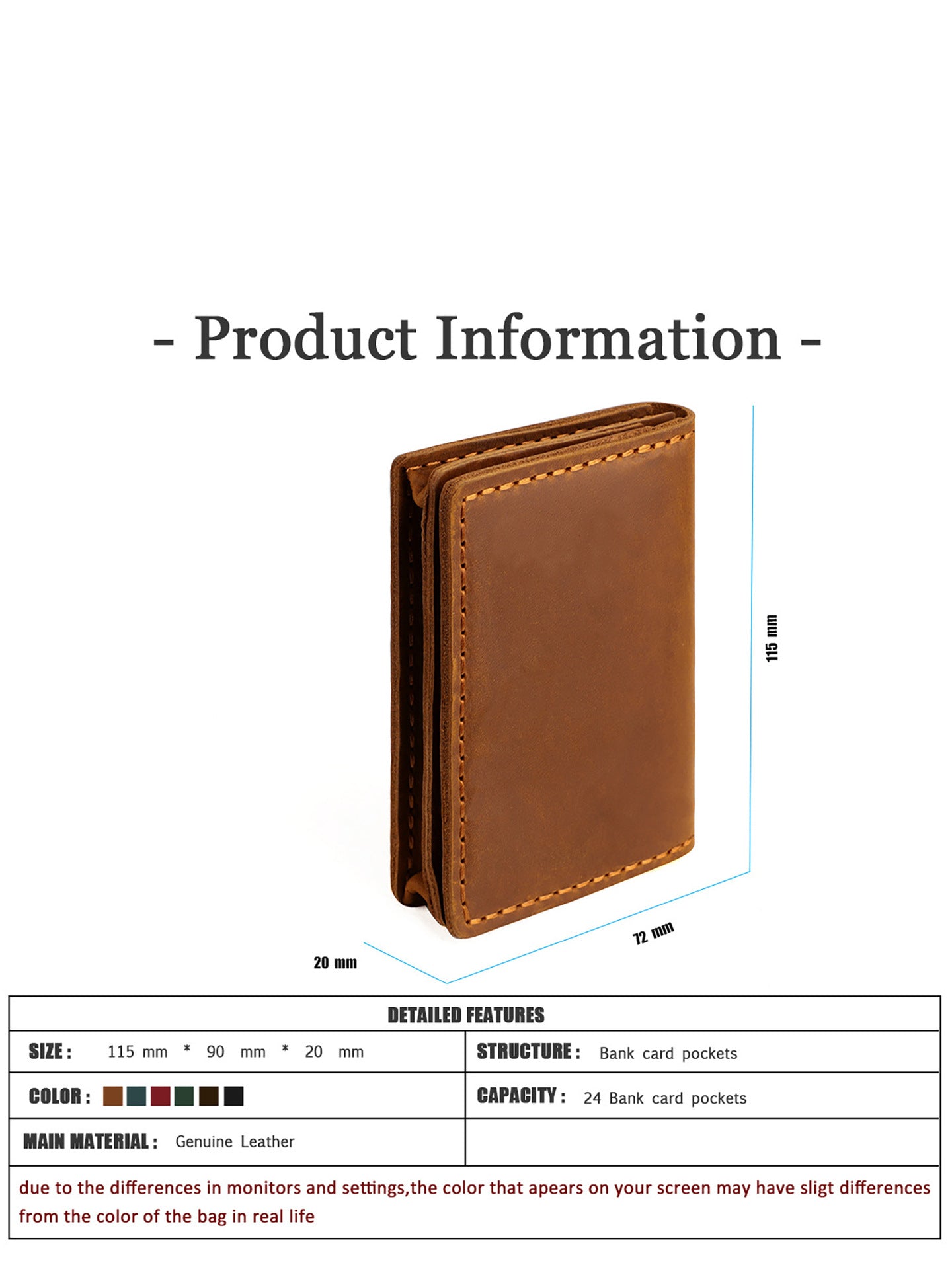 Handmade Crazy Horse Leather Card Holder Slim Wallet
