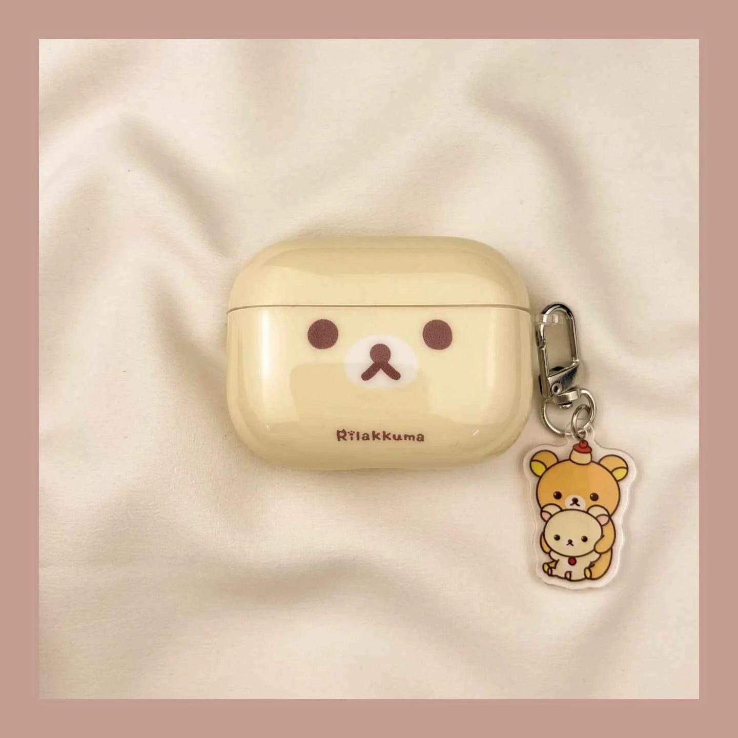 Pink & Yellow Cartoon Rilakkuma AirPods Case