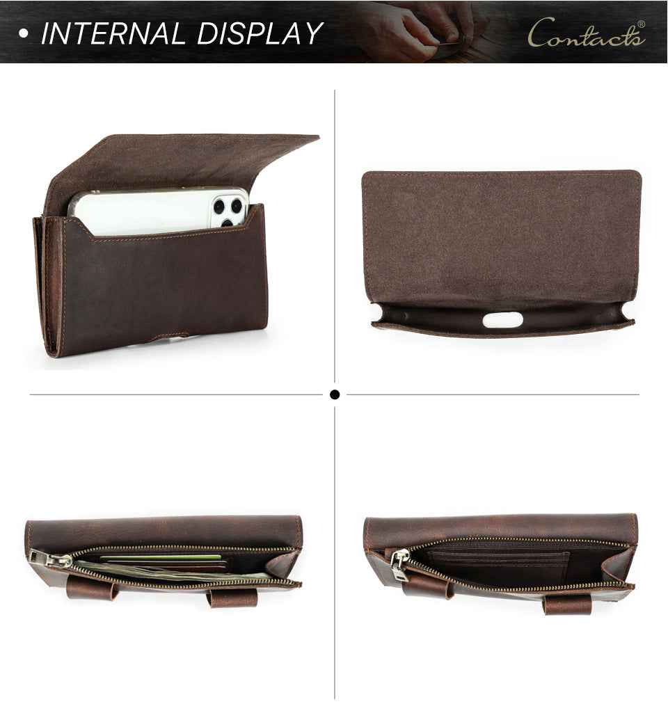 Contacts Family Phone Holster – Leather Belt Case for 6.7" Phones