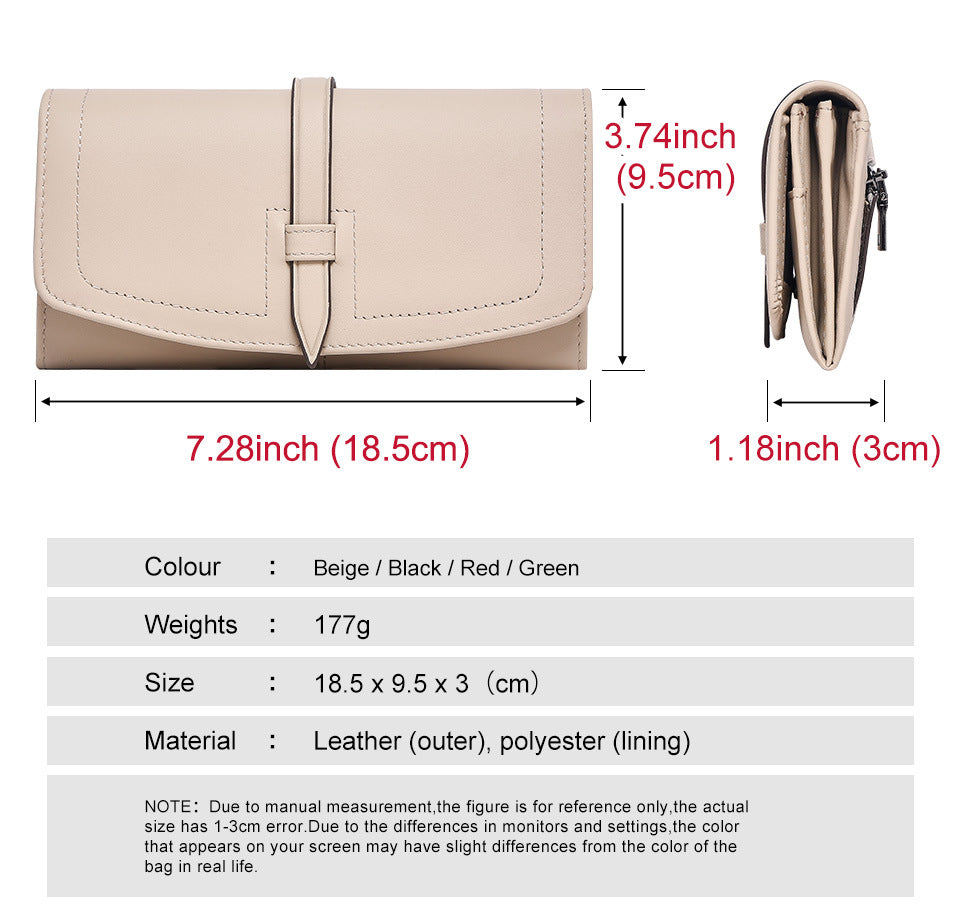 Women's Genuine Leather RFID Wallet – Long Zip Clutch Full Grain Cowhide